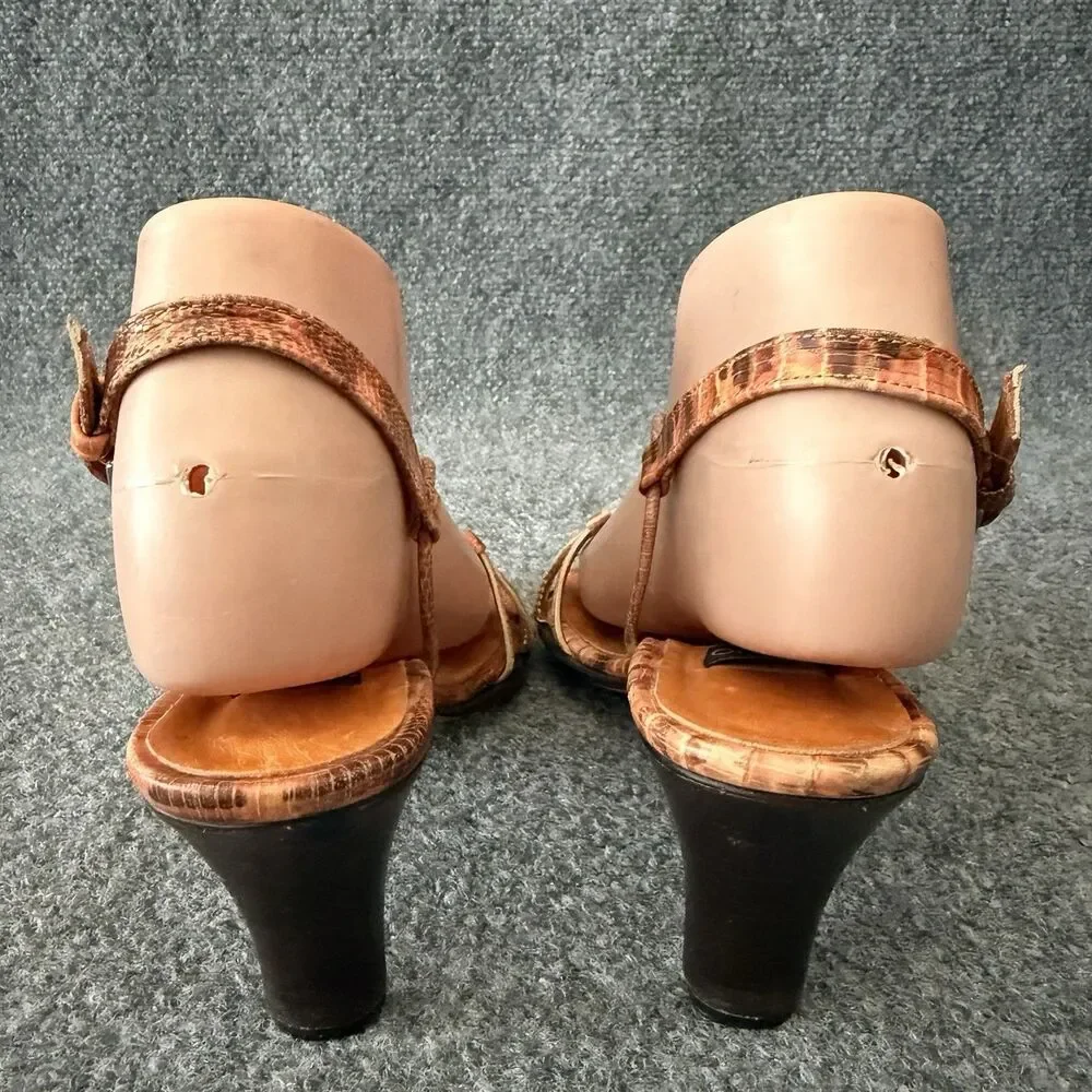 Prego Women’s Orange Snakeskin Strappy Heels Slingback Dress Sandals 8 Classic